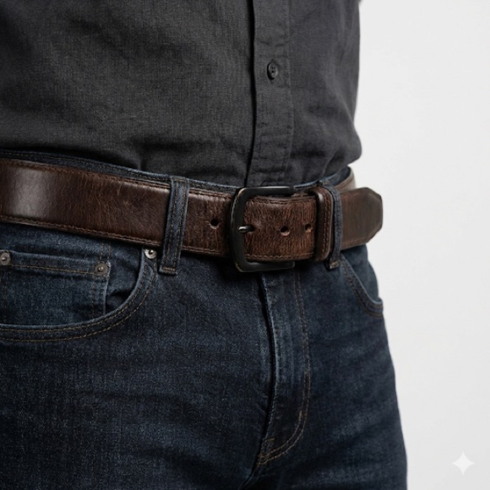 Men Genuine Leather Belt XL Size 42 44 Classic Brown
